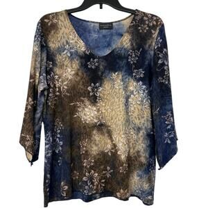 Brittany Black Blue and Brown Floral Blouse